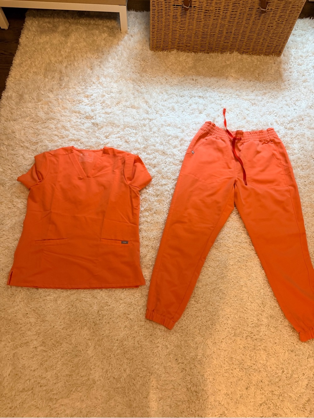 Figs Women's Orange Scrub Pajama Set